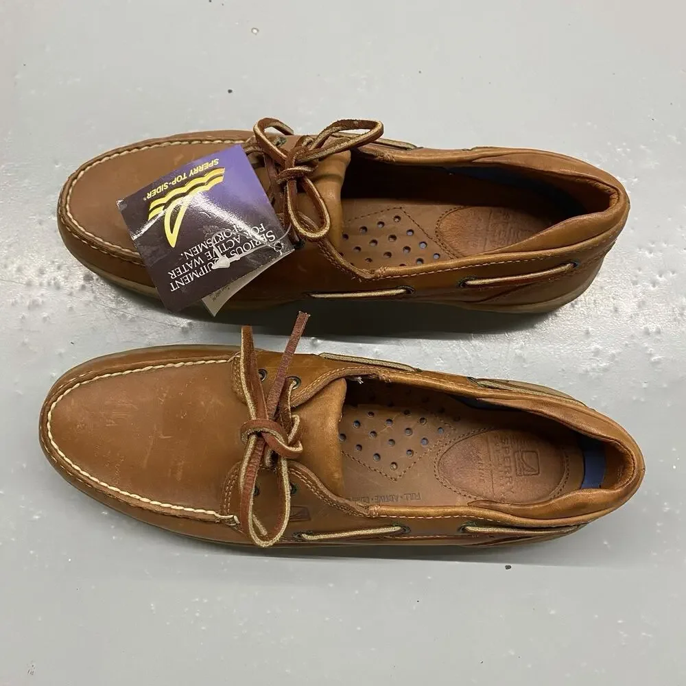 Sperry Top-Sider Authentic Original 2-Eye Boat Shoes Brown Leather Men’s 9.5 NWT